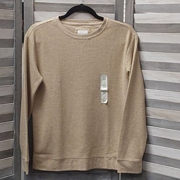 Boys Tan Beige Waffle Knit Long Sleeve Shirt | Cat & Jack | L (10/12) - Picture 1 of 9